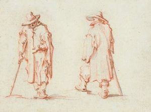drawing by Callot of two men in long coats